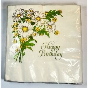 Vintage Hallmark Happy Birthday Luncheon Napkins Daisies Floral 16 Ct USA Sealed